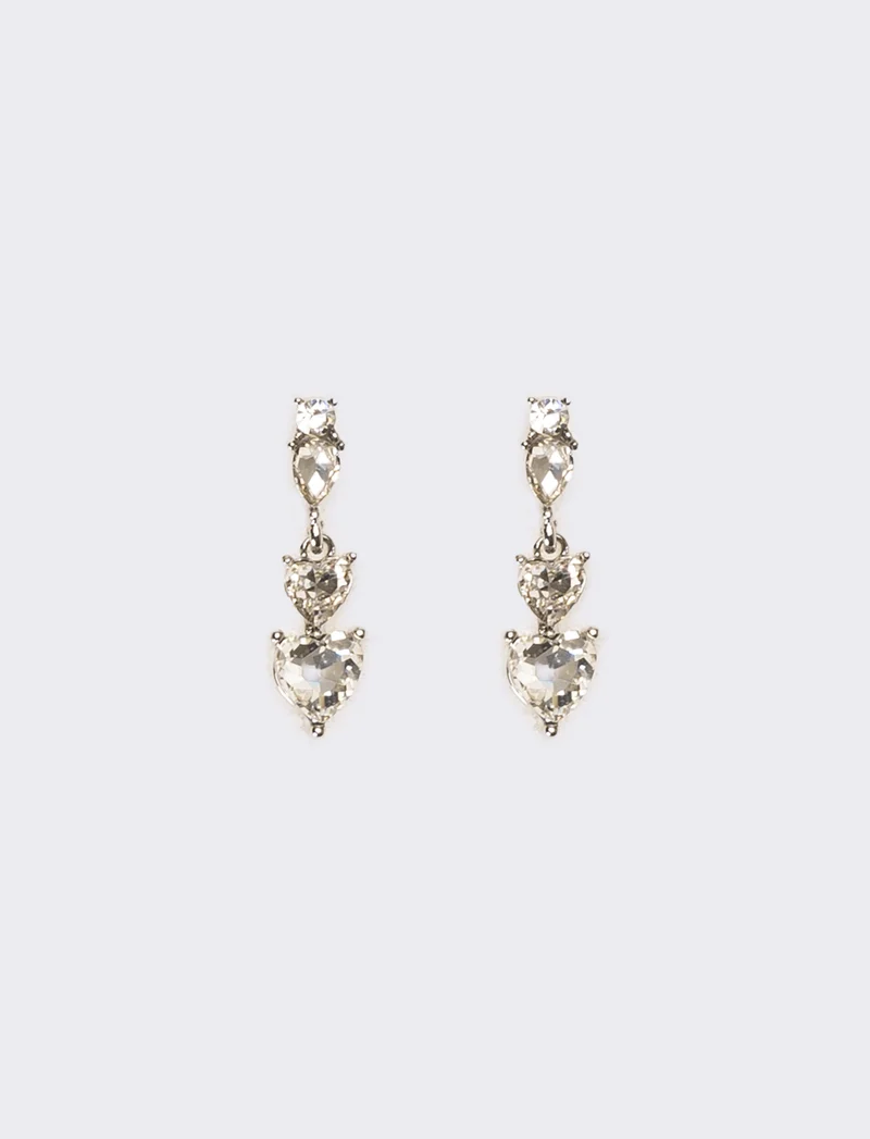 Orecchini donna 3 cuori strass - Trasparente