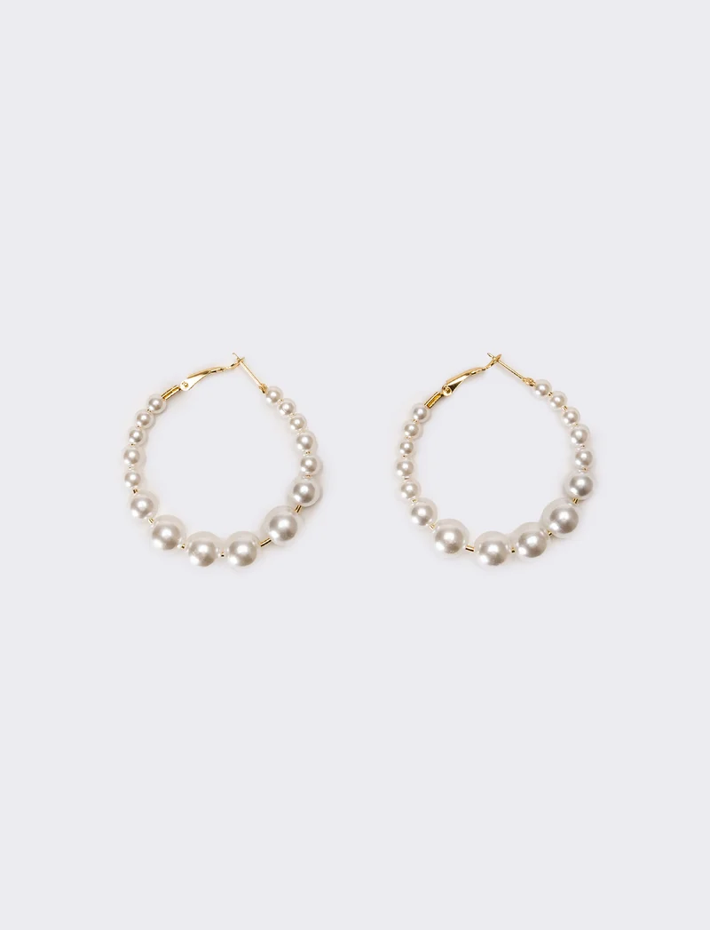 Orecchini donna cerchi con perle gradiens - Oro