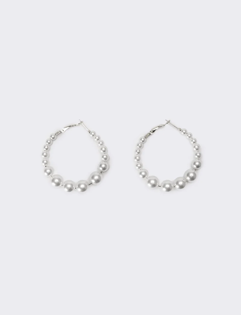 Orecchini donna cerchi con perle gradiens - Argento