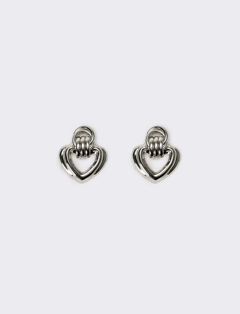 Orecchini donna con clip cuori - Argento