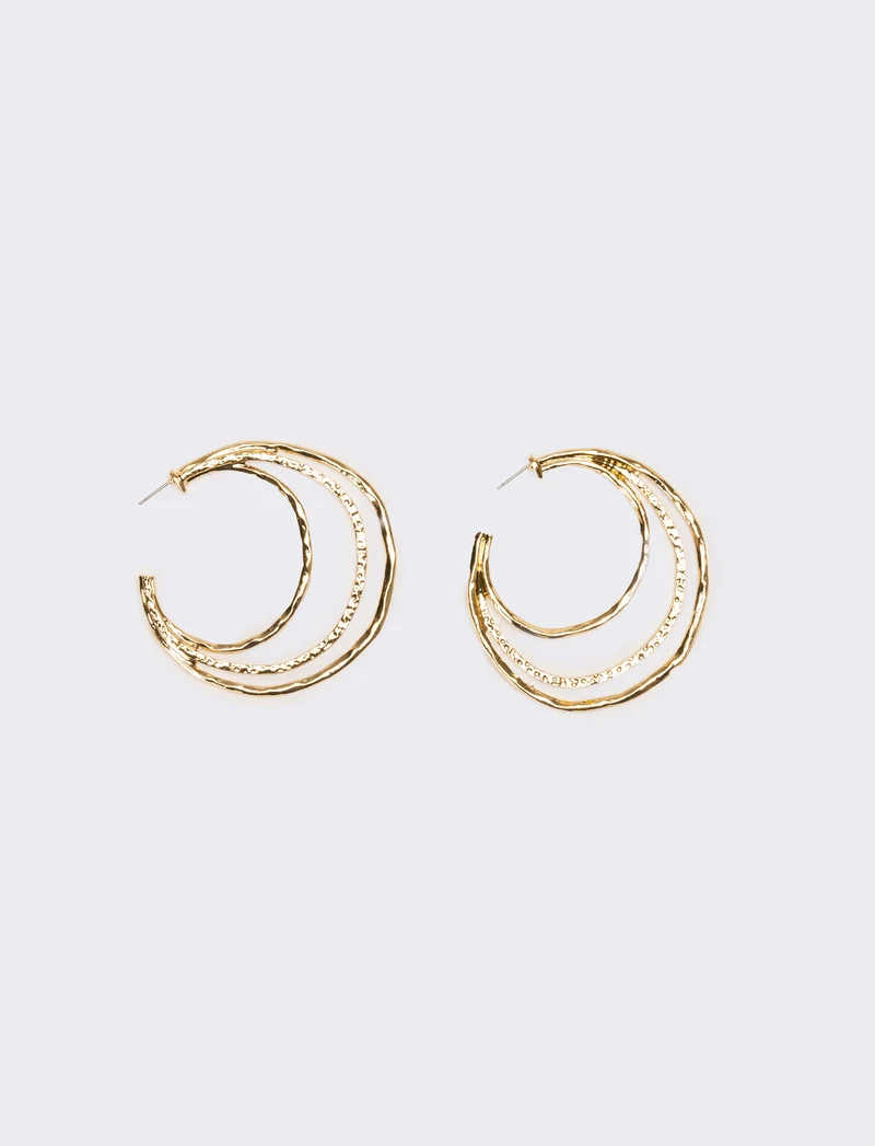 Orecchini donna a 3 livelli martellati - Oro