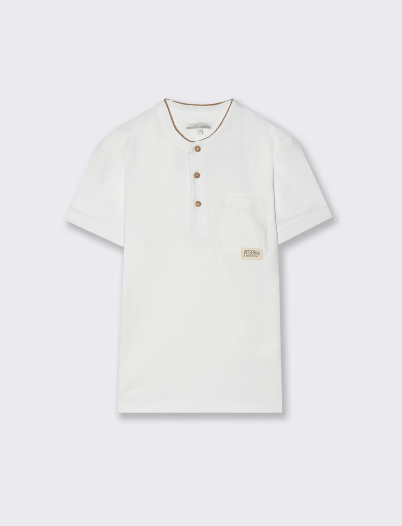 T-shirt con dettagli in misto lino da bambino - Bianco latte