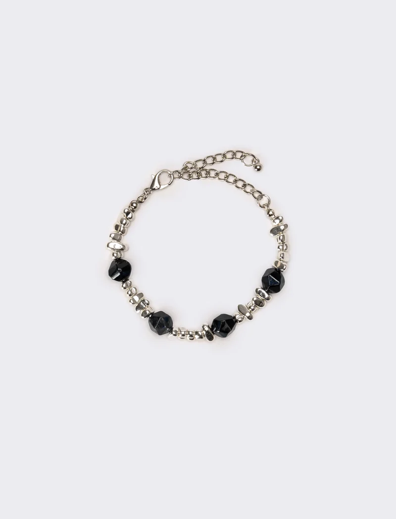 Bracciale uomo con pietra - Nero