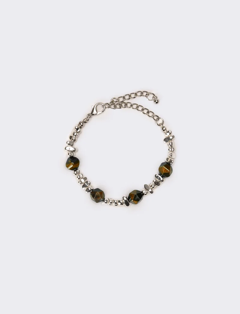 Bracciale uomo con pietra - Marrone