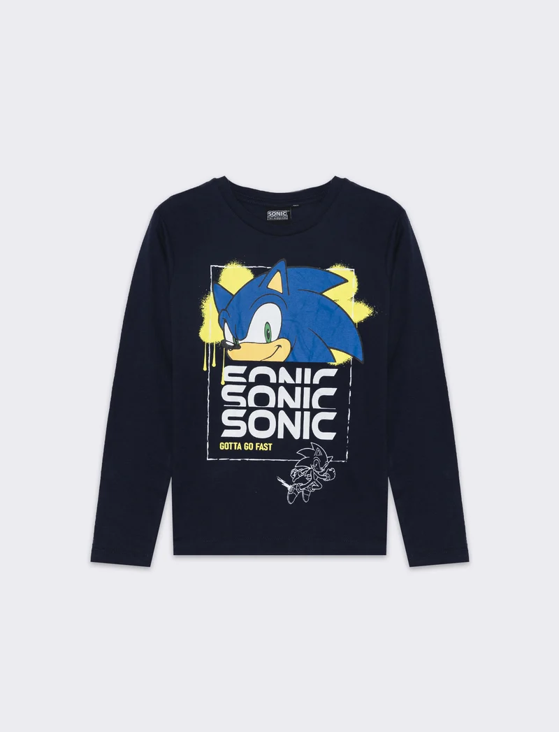 T-shirt maniche lunghe Sonic da bambino - Blu
