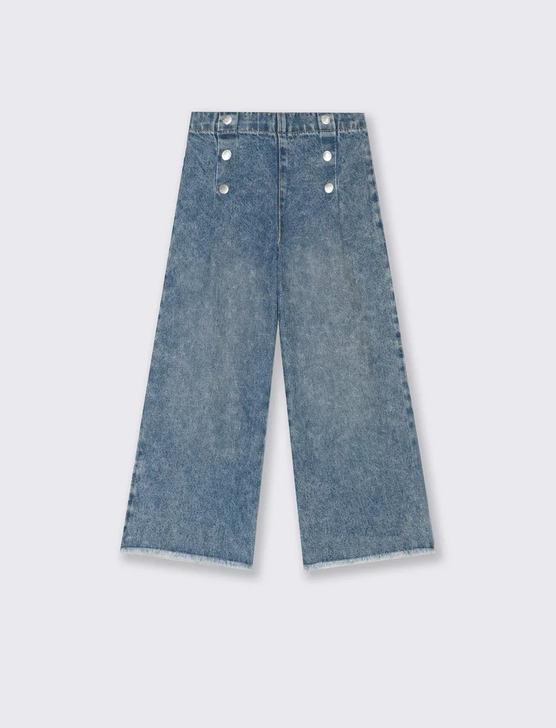 Pantaloni gamba larga in denim da bambina - Denim