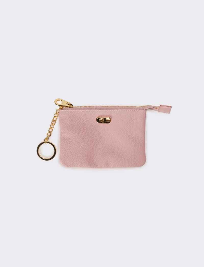 Portafogli donna con zip e portachiavi - Rosa