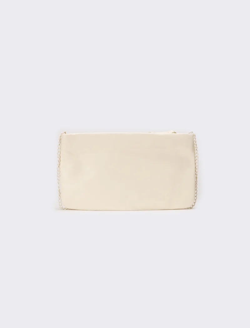Portafogli donna con tracolla smaltata - Bianco sporco