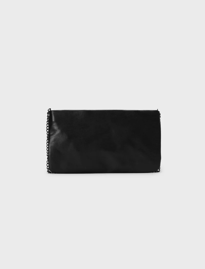 Portafogli donna con tracolla smaltata - Nero