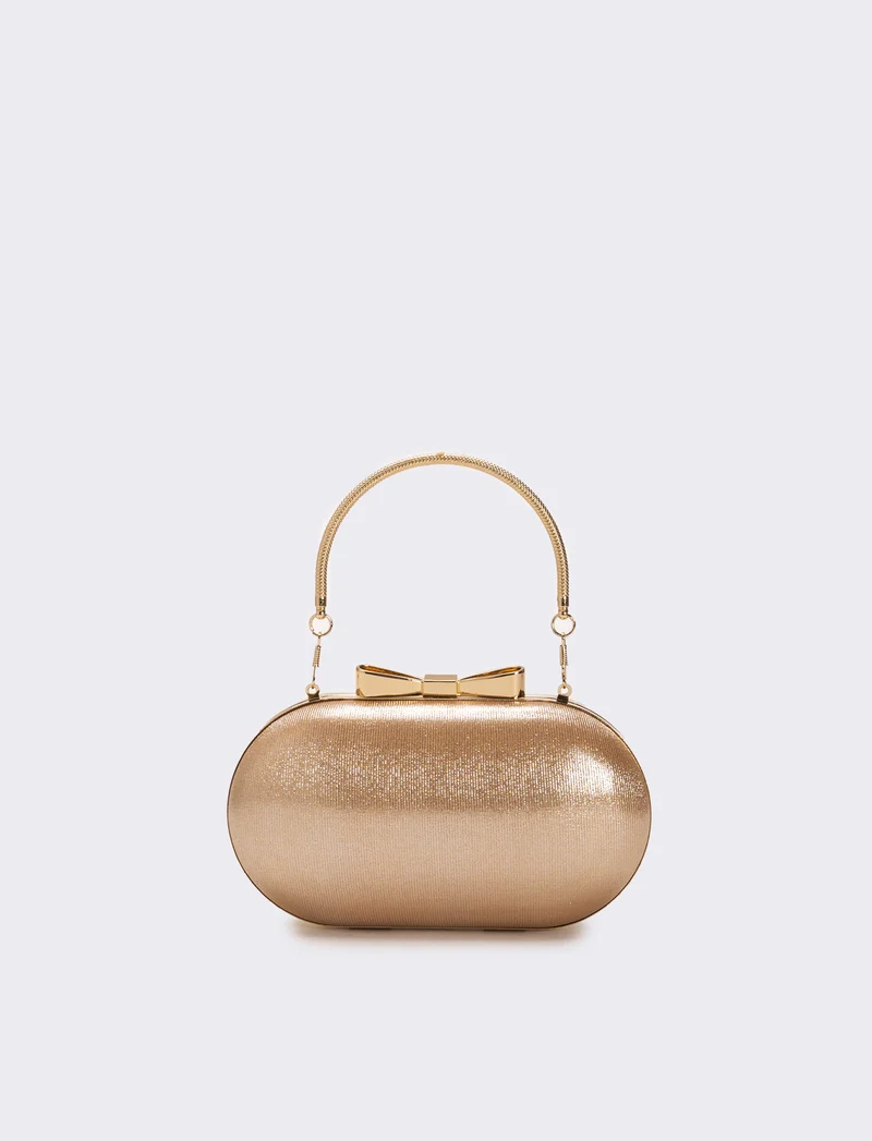 Borsa donna pochette con fiocco - Oro