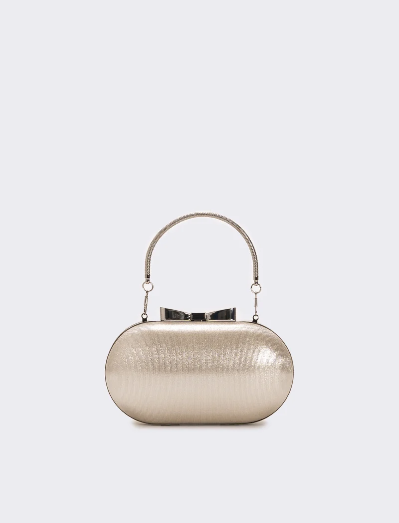 Borsa donna pochette con fiocco - Argento