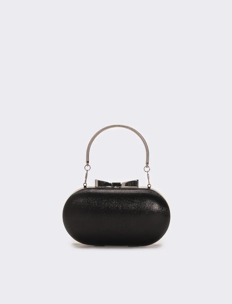 Borsa donna pochette con fiocco - Nero