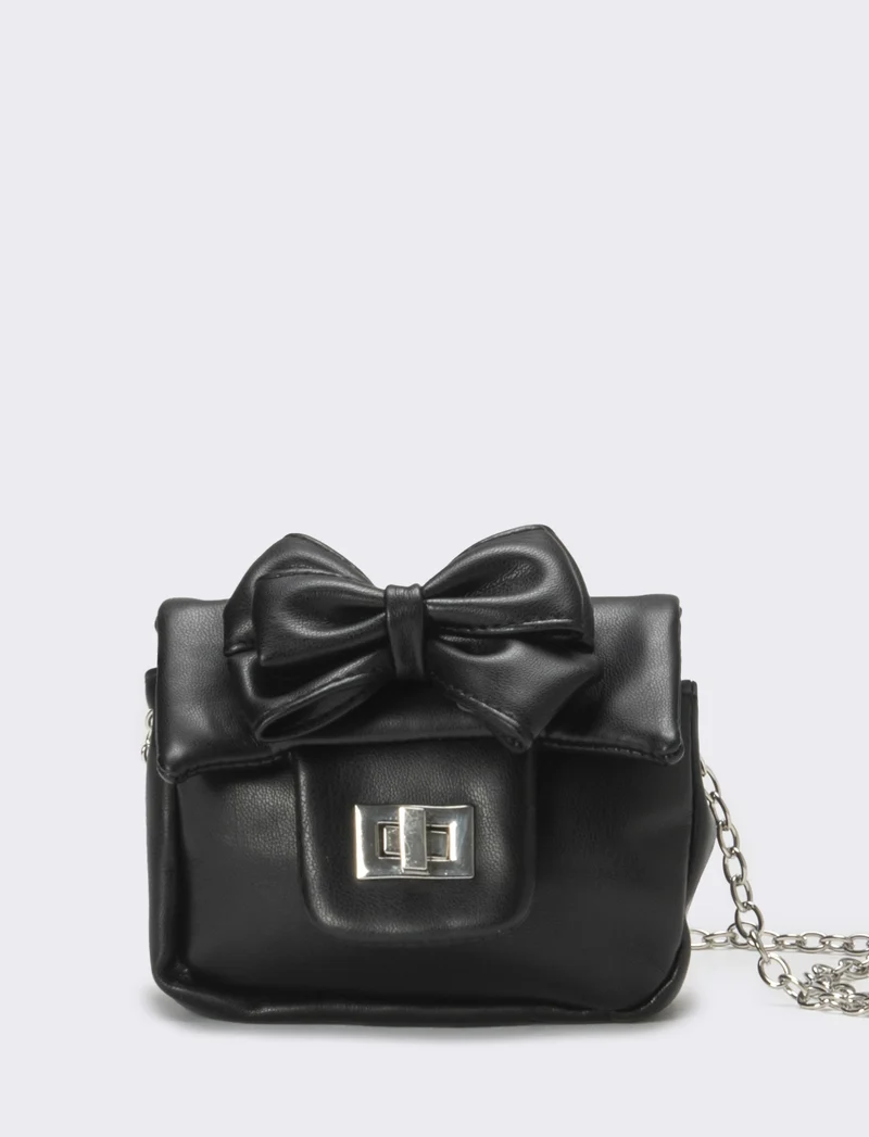 Borsa bambina tracolla con fiocco - Nero
