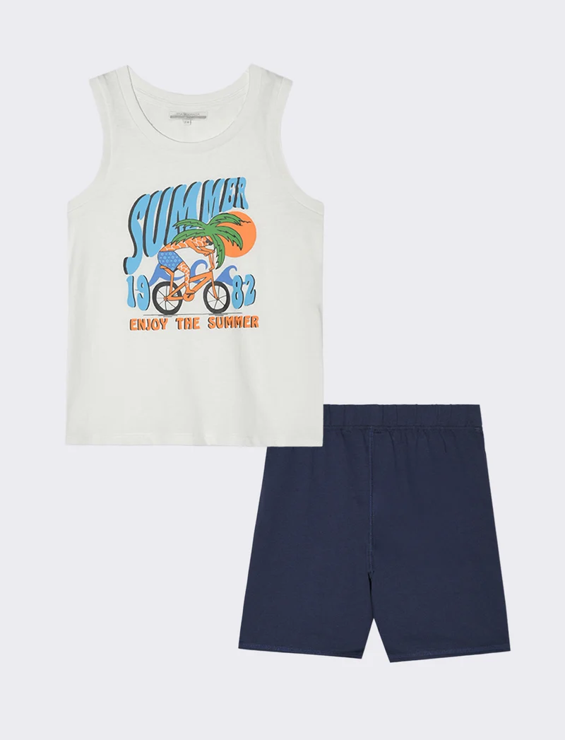 Set due pezzi con canotta da bambino - Bianco