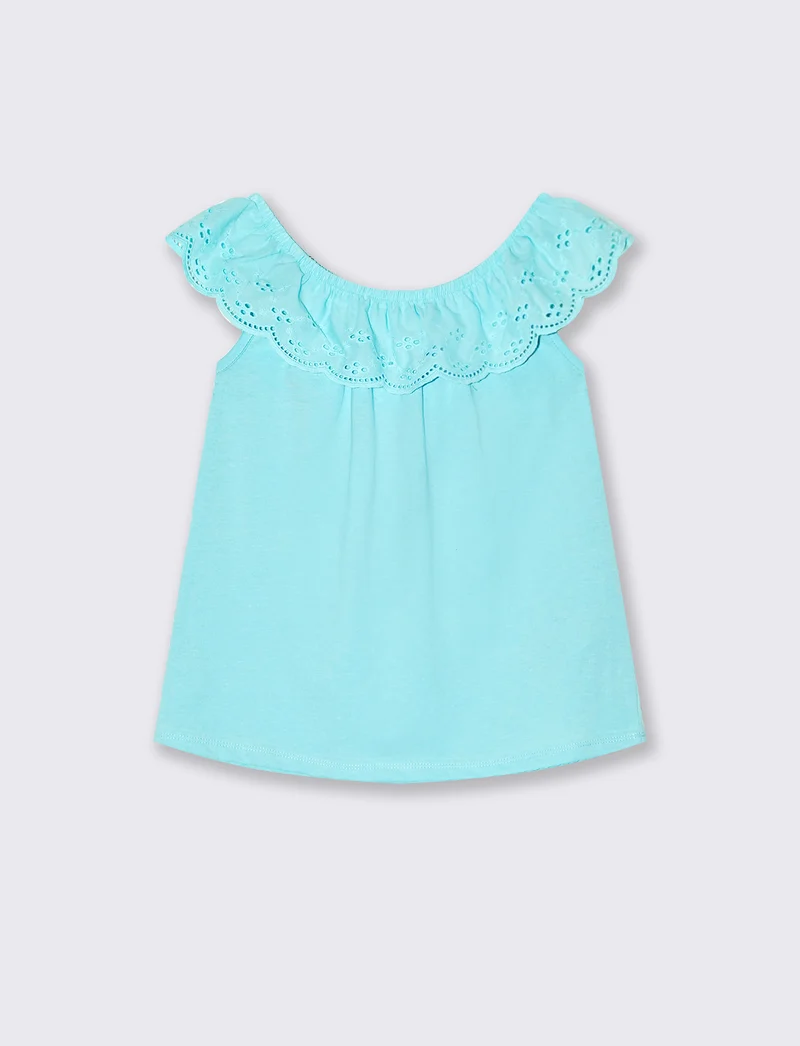 T-shirt estiva da bambina con stampa colorata - Verde acqua