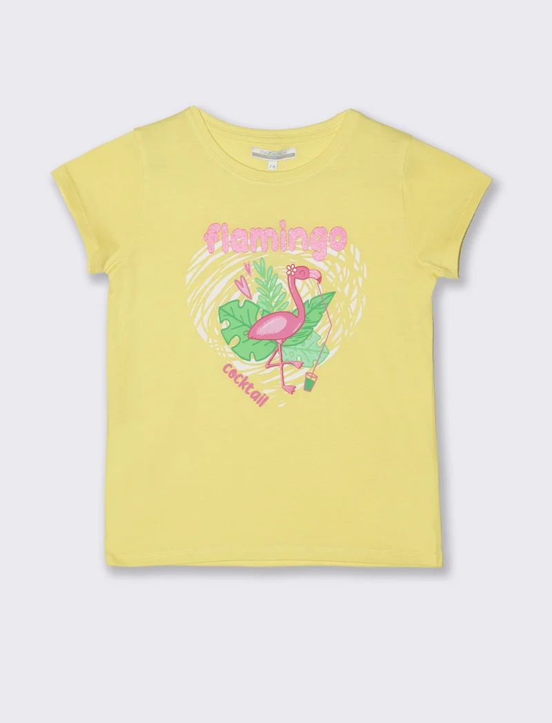 T-shirt con stampa multicolor da bambina - Giallo limone