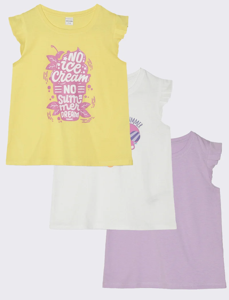 T-shirt 3 pack da bambina - Lilla