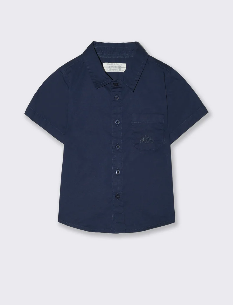 Camicia con ricamino da neonato - Blu