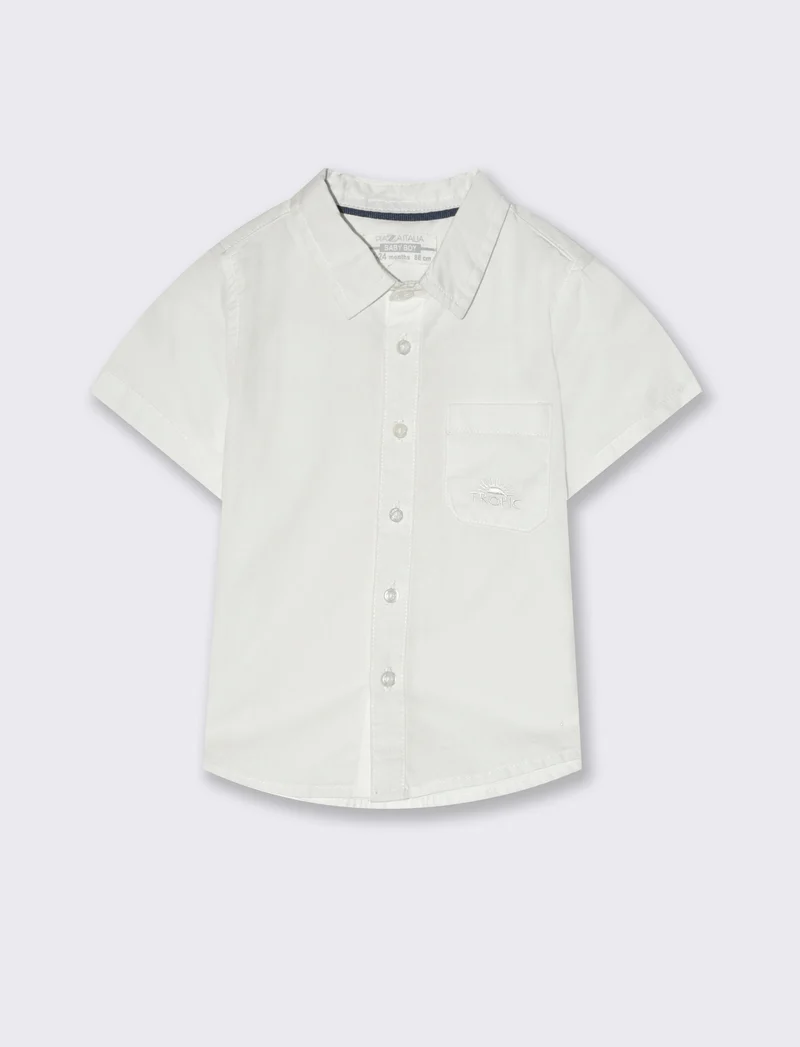 Camicia con ricamino da neonato - Bianco