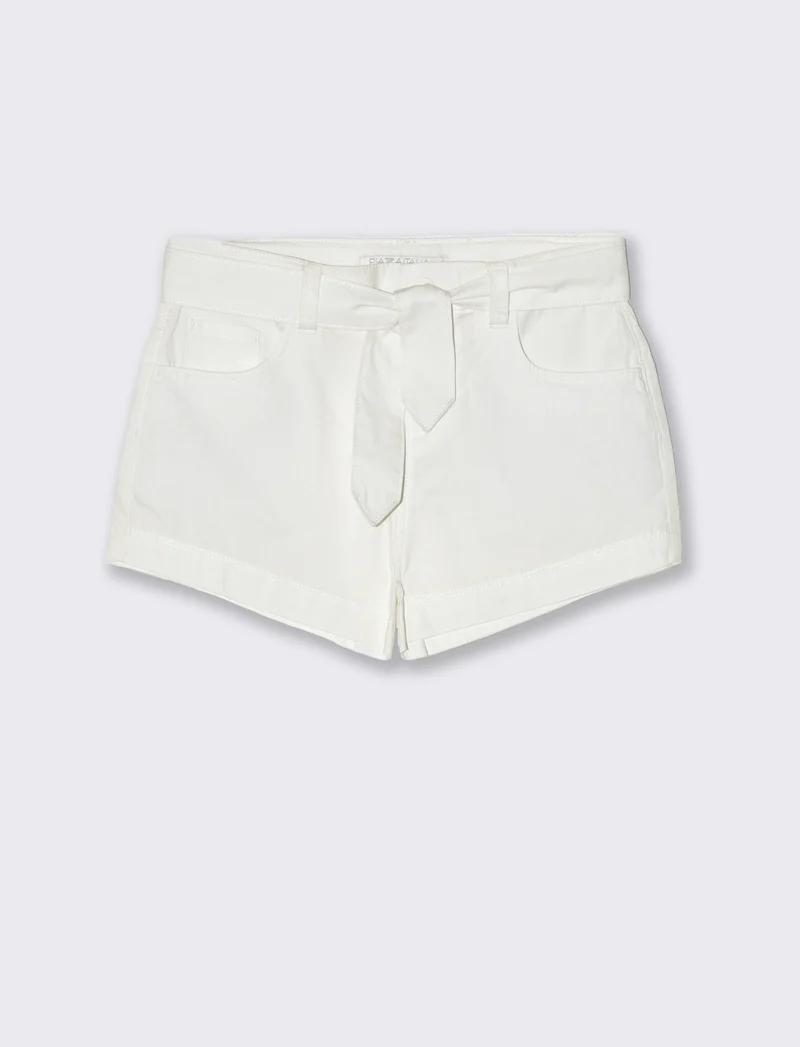 Short in popeline da bambina - Bianco