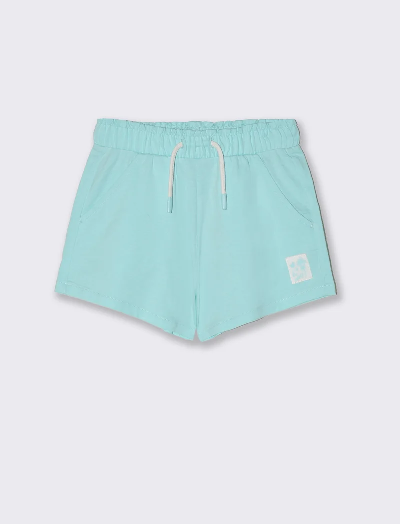 Shorts in cotone con elastico da bambina - Verde acqua