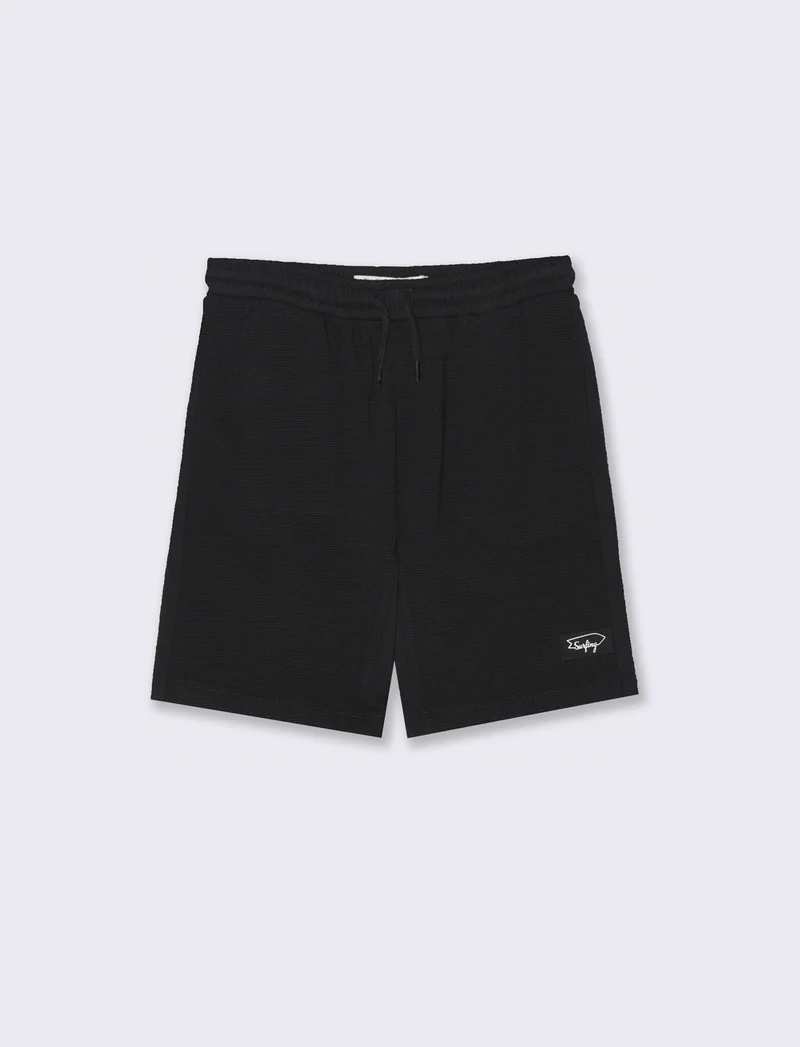 Bermuda in felpa lavorata da bambino - Nero