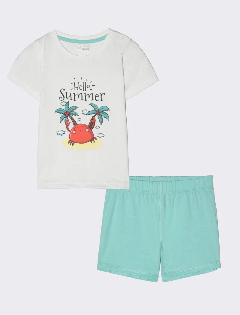 Completo maglietta e shorts da neonato - Bianco
