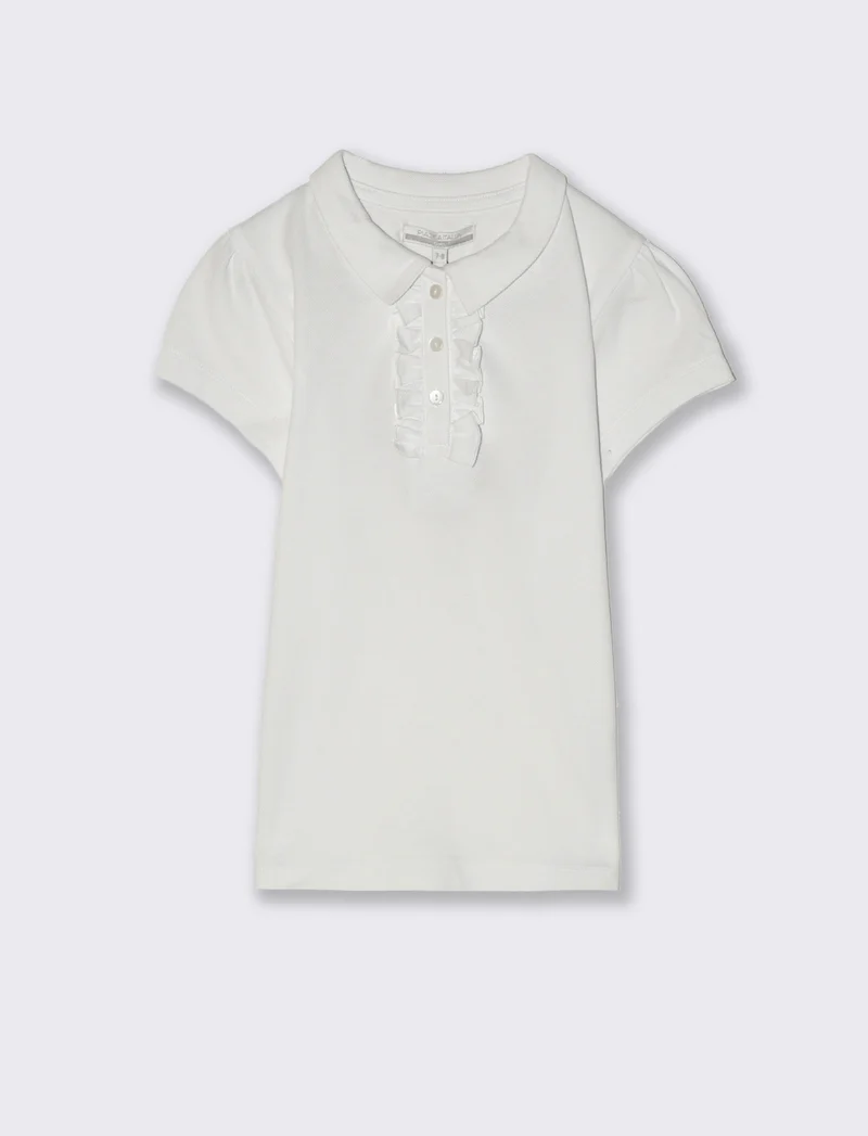 Polo in piquet da bambina - Bianco