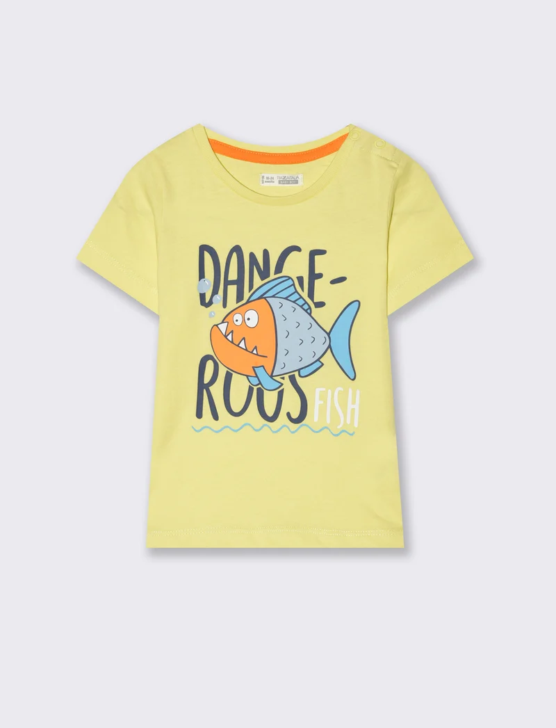 T shirt girocollo con stampa da neonato - Giallo limone