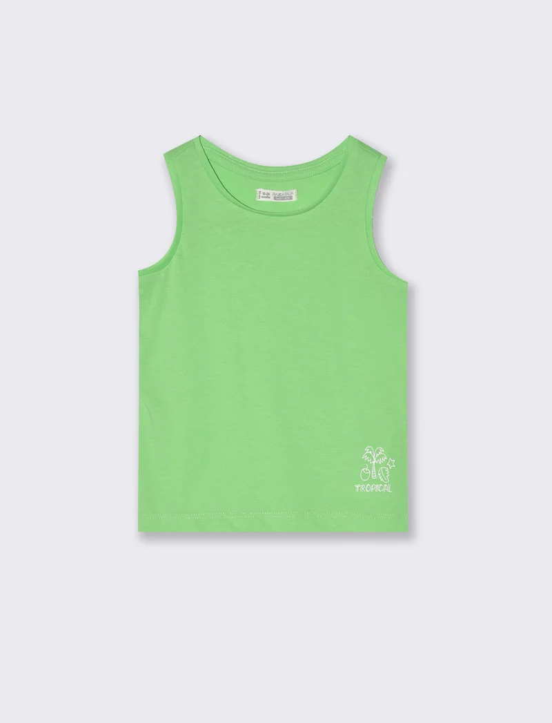T-shirt girocollo con stampa da neonato - Verde mela