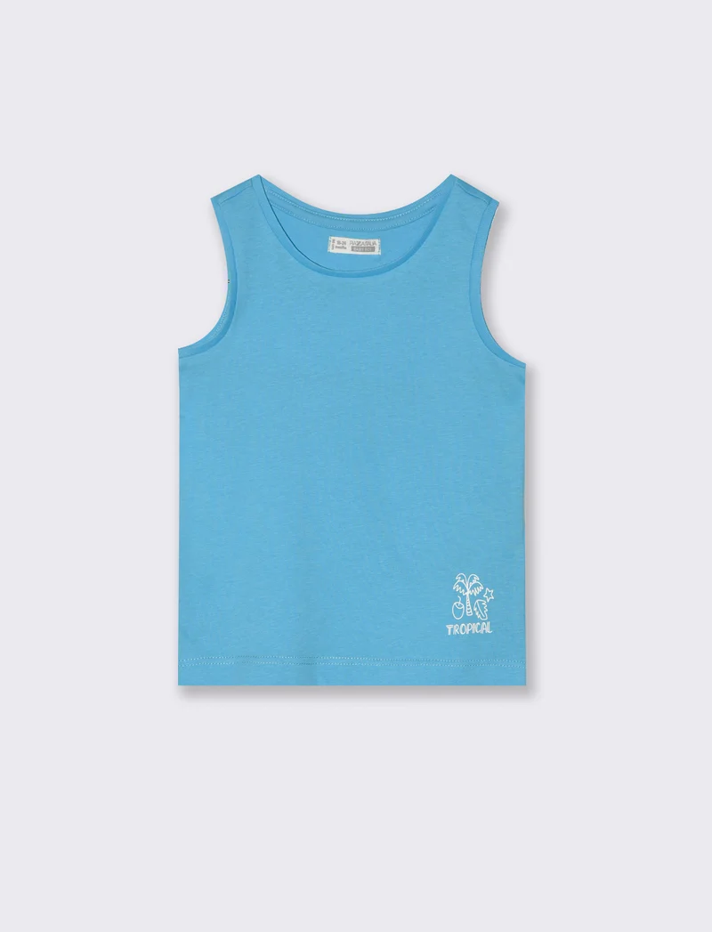 T-shirt girocollo con stampa da neonato - Turchese