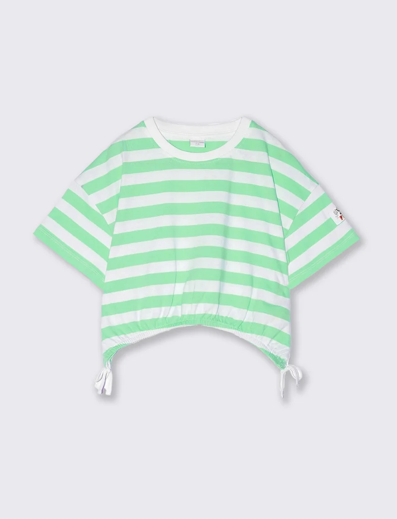 T-shirt a righe da bambina - Verde mela
