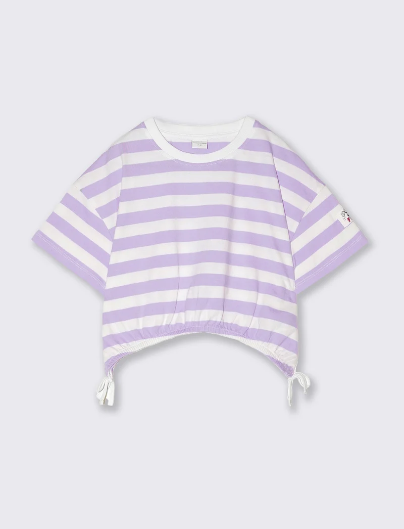 T-shirt a righe da bambina - Lilla