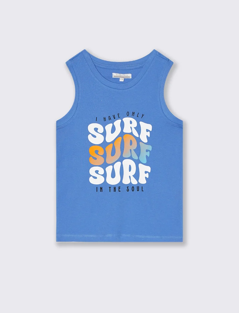 Canotta stampa SURF da bambino - Blu cobalto