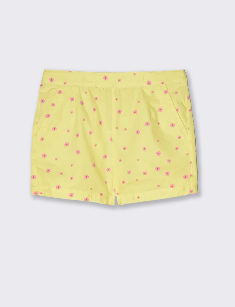 Short in popeline da bambina - Giallo
