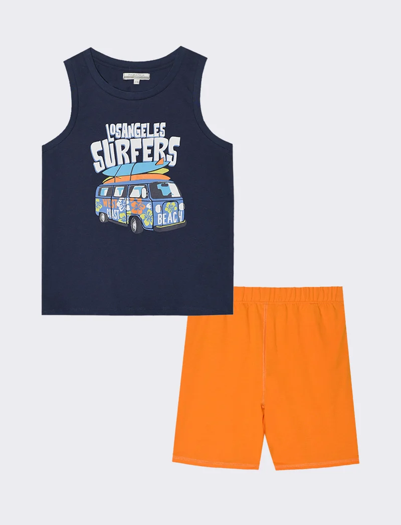 Set due pezzi con canotta da bambino - Blu