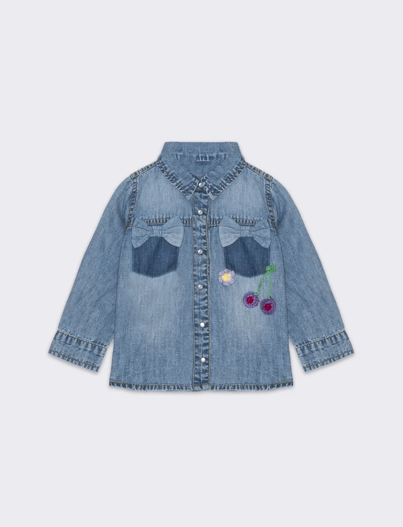 Camicia denim con applicazioni da neonata - Denim
