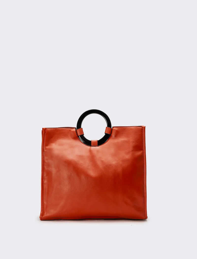 Borsa con manico tondo e tracolla - Arancio