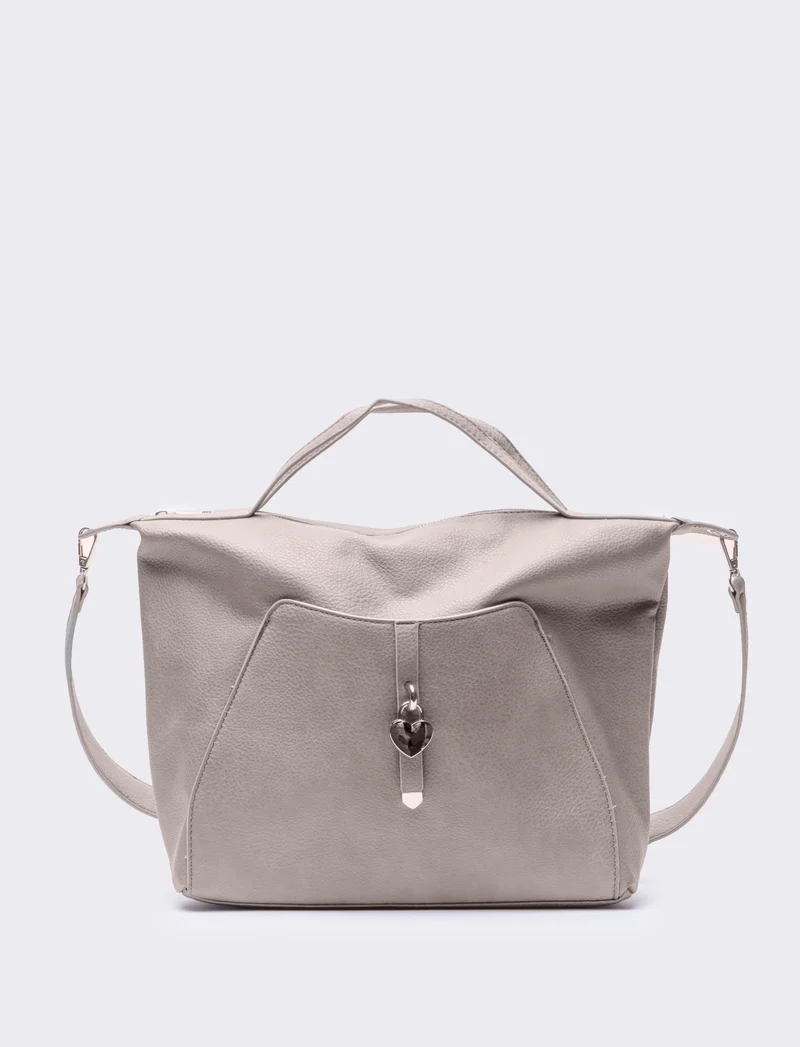 Shopper donna con catenaccio a cuore - Beige