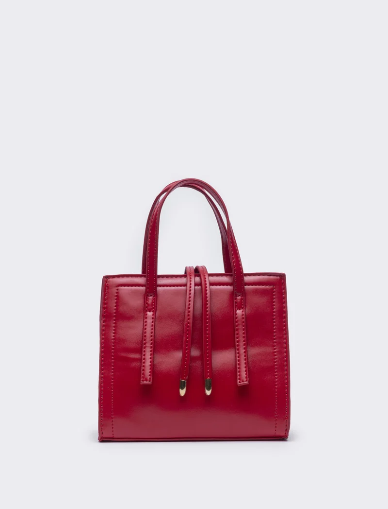 Borsa semirigida a mano con laccetti - Rosso