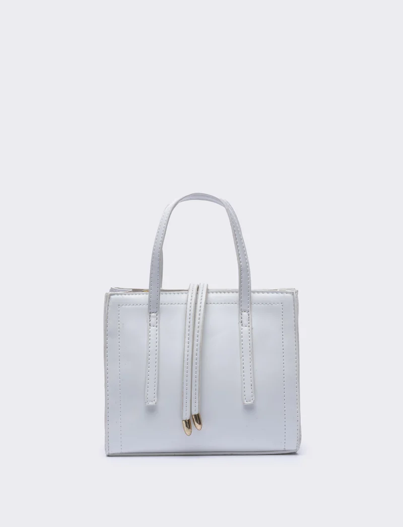 Borsa semirigida a mano con laccetti - Bianco