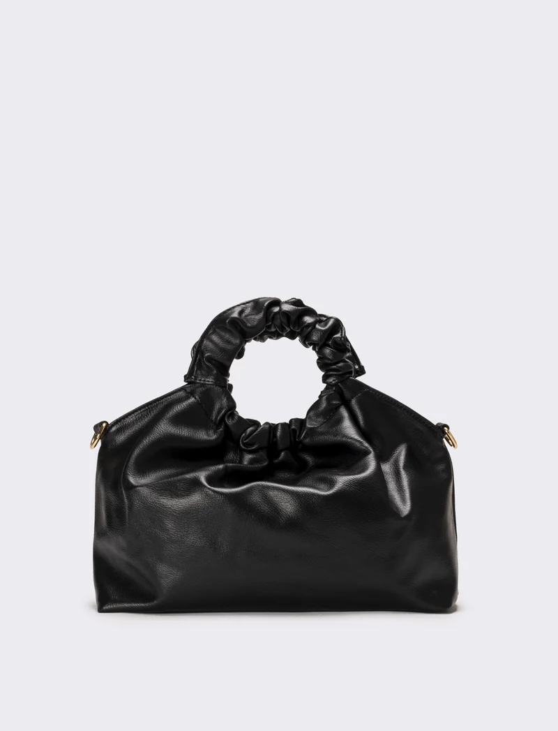 Borsa donna con manico arricciato - Nero