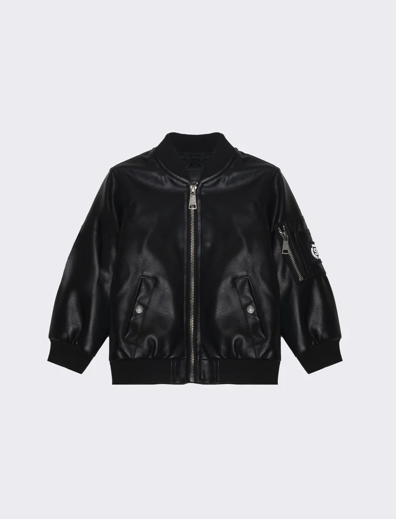 Giubbotto biker in similpelle da neonato - Nero