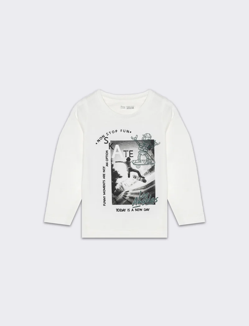 Maglia con stampa fotografica da neonato - Bianco latte