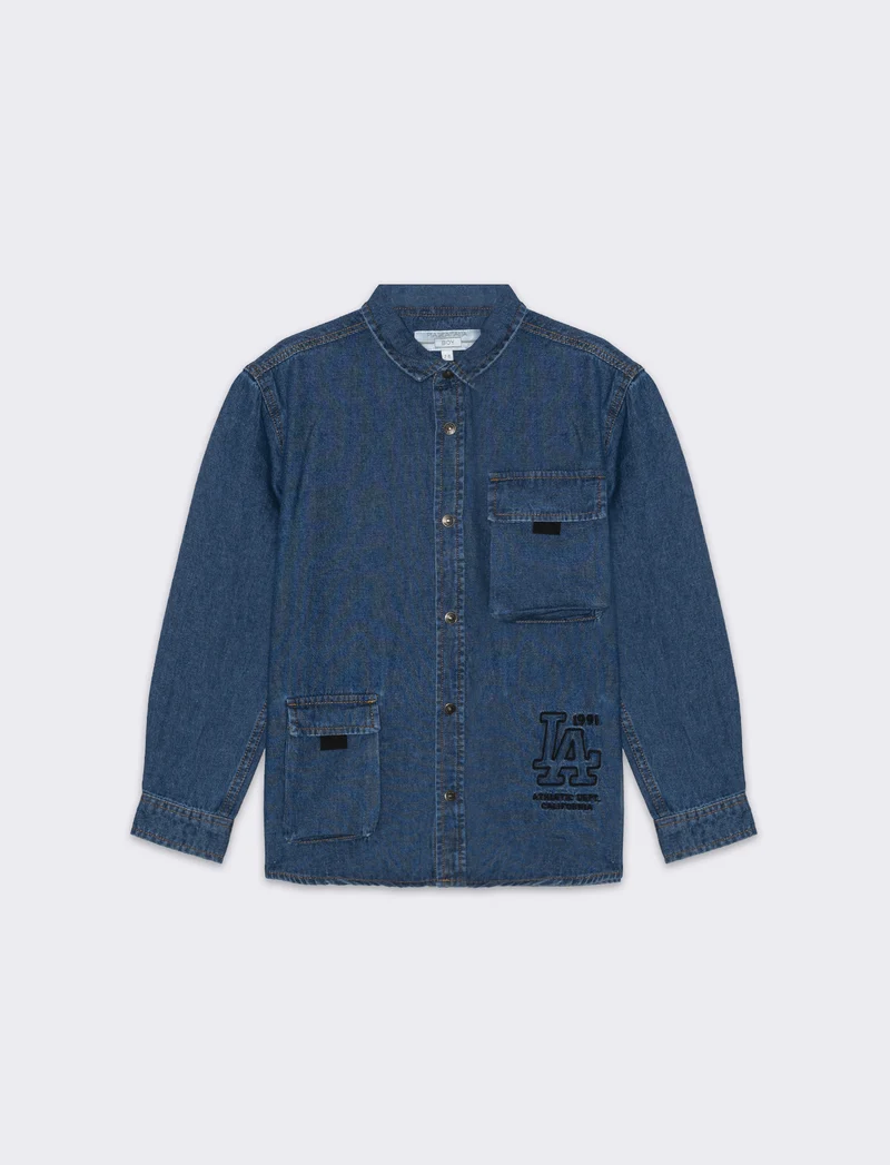 Camicia in denim con tasconi da bambino - Denim