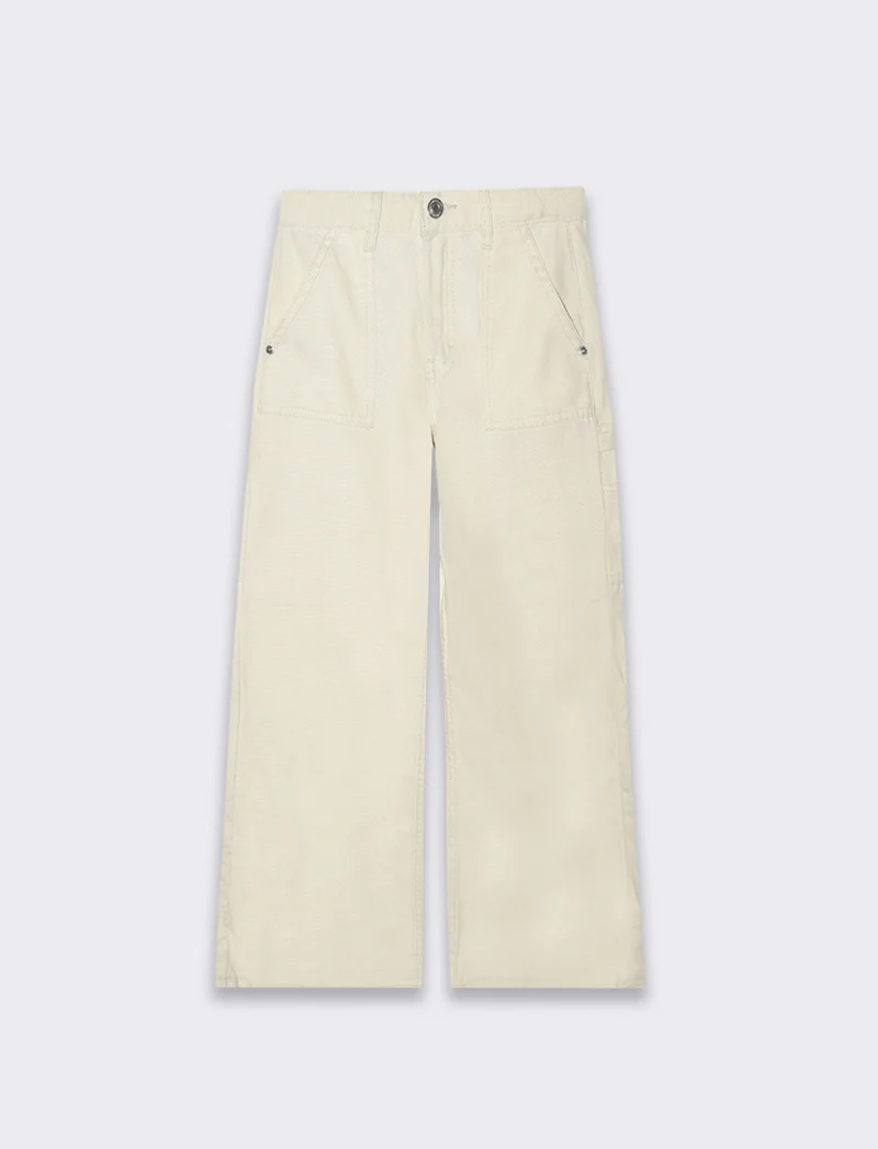 Pantalone in twill da bambina - Crema