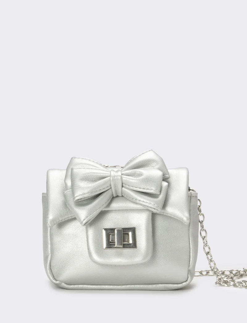 Borsa bambina tracolla con fiocco - Argento