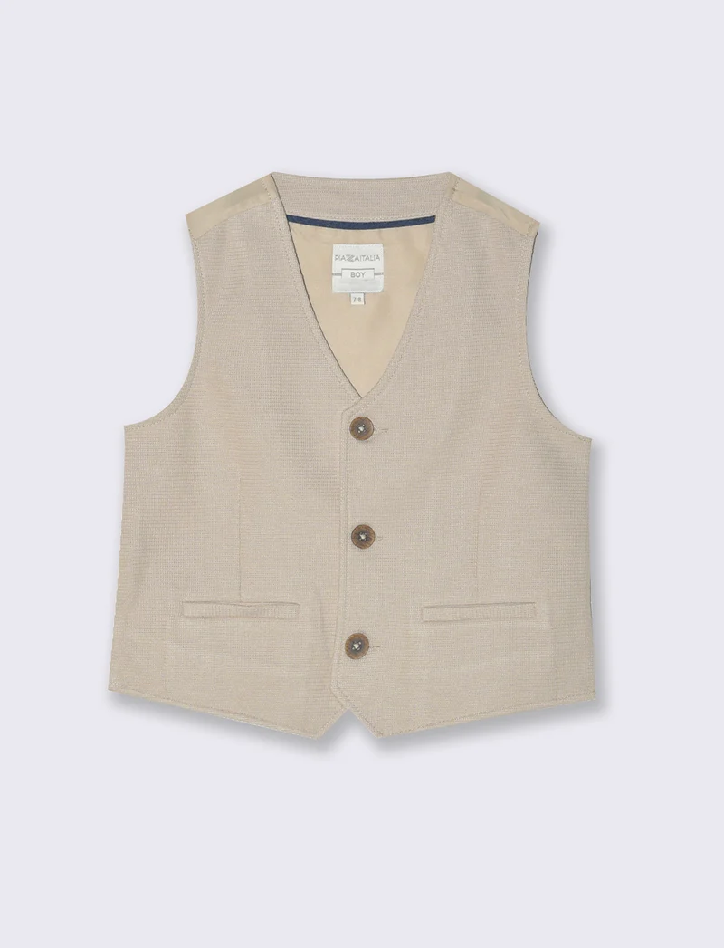 Gilet in maglia beige da bambino - Sabbia