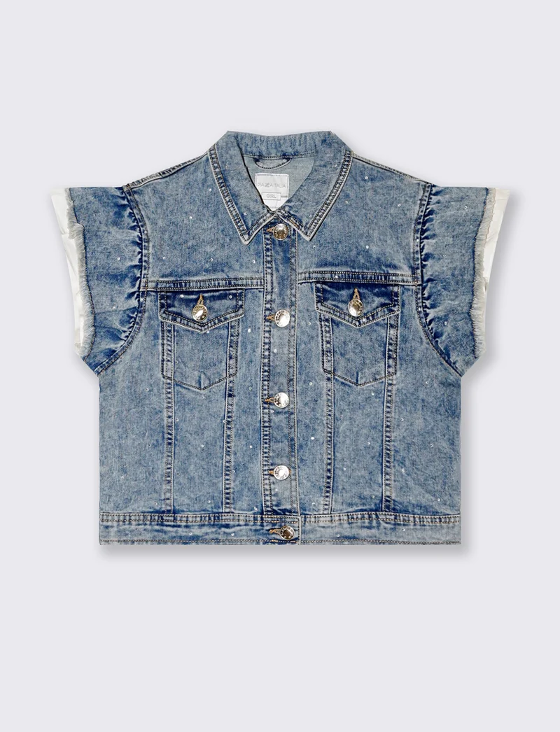 Giubbotto denim strass da bambina - Denim