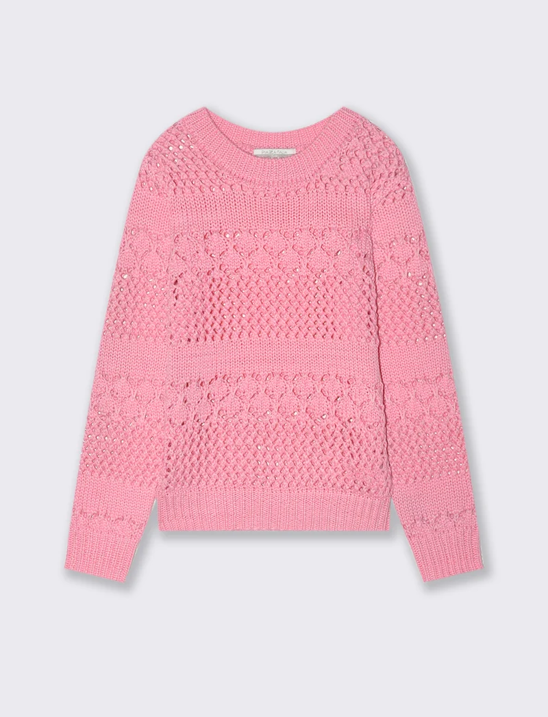 Maglioncino traforato da bambina - Rosa